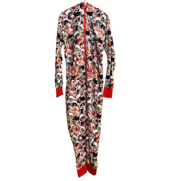 Tipsy Elves Meowy Catmus Jumpsuit Kittens Fleece Christmas Onesie Size Med NWT - Picture 3 of 14